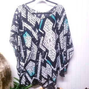 Pure Energy Tribal Brick Print Batwing Blouse 2X